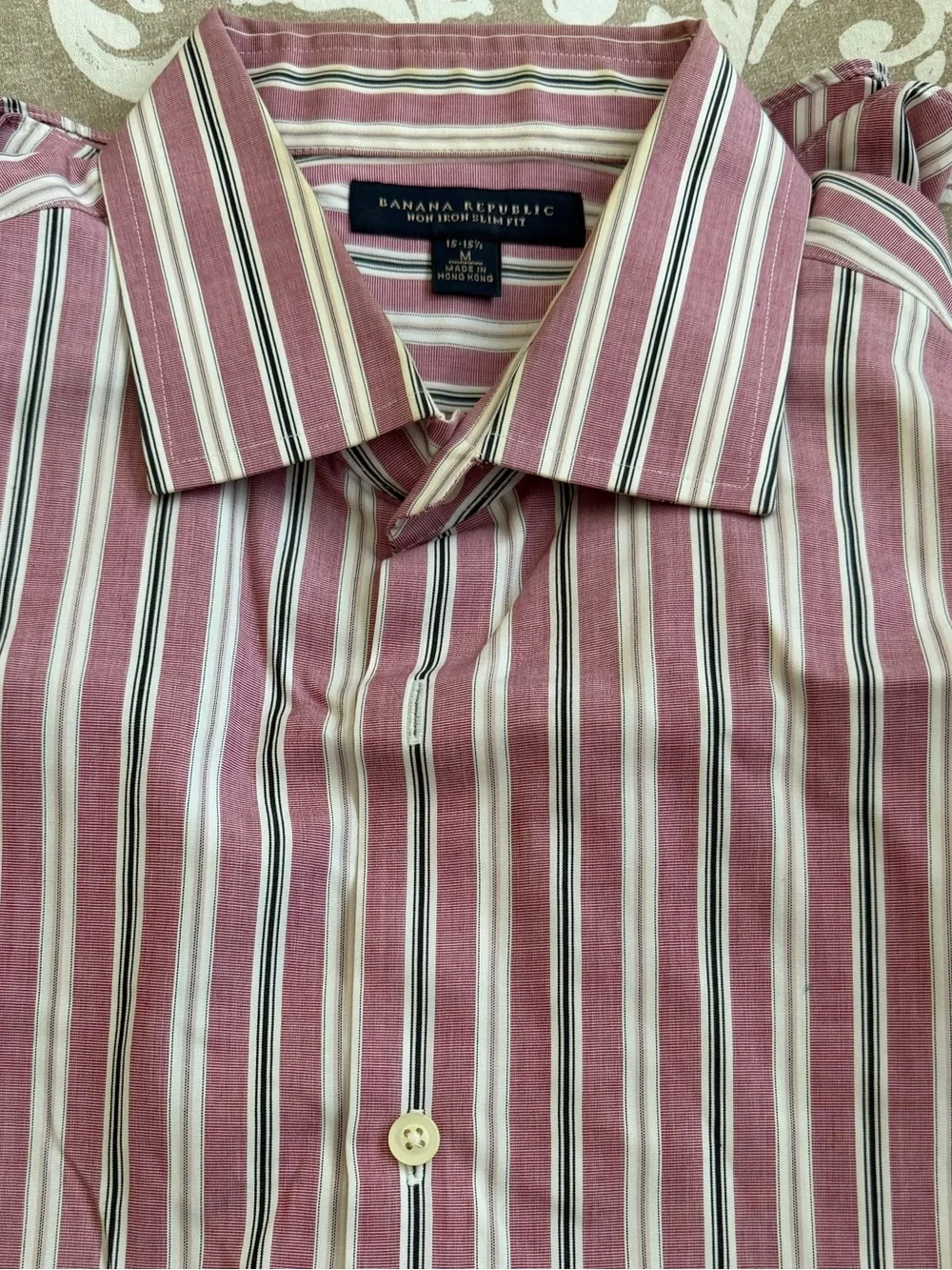 Banana Republic Slim Fit Striped Dress Shirt - Pink, White, Black